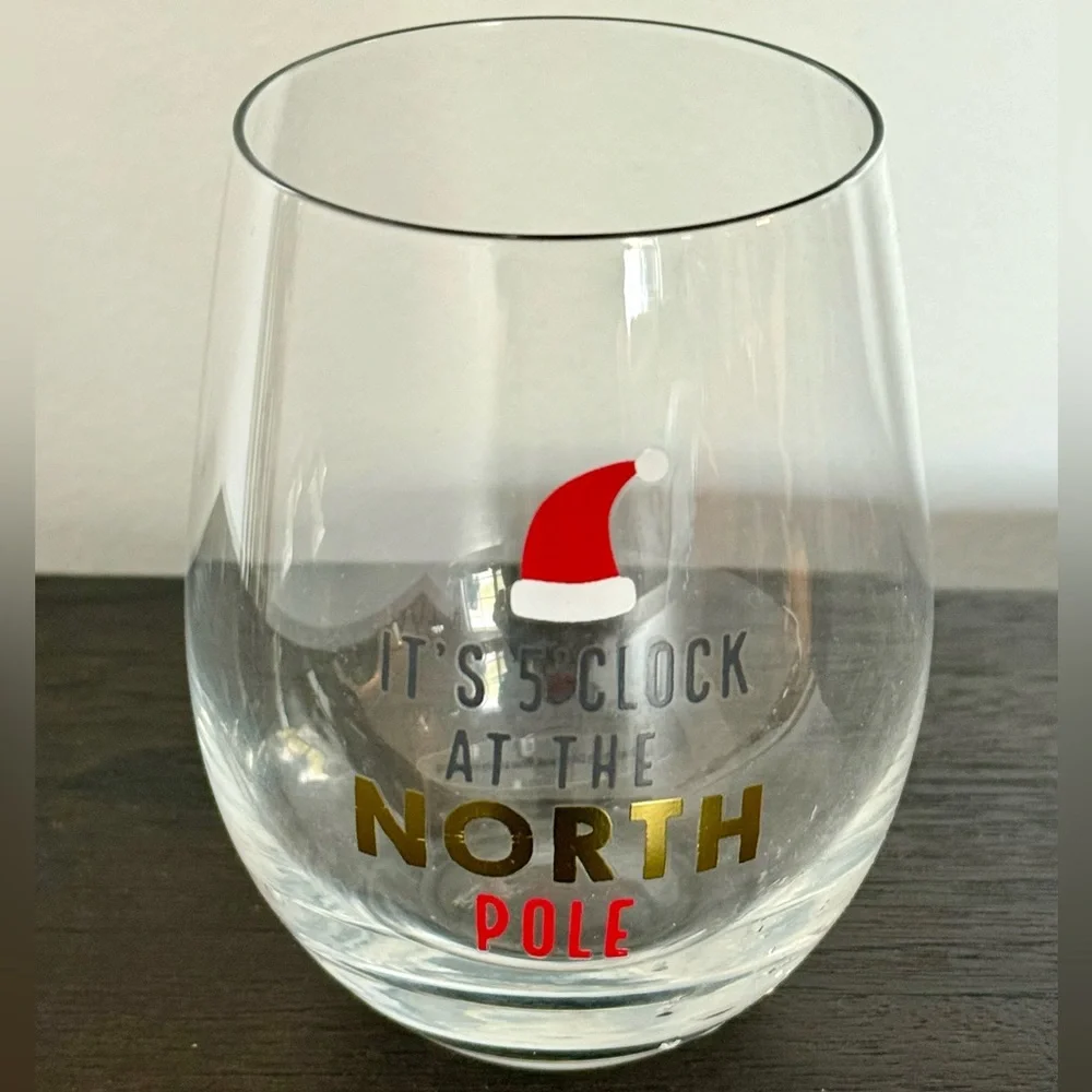 Holiday Boutique Its 5' Clock At The North Pole Christmas Wine Glass
